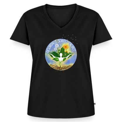 Gesundheit schafft Freiheit (Natur ist kein Trend) / 100% Bio Frauen Bio-T-Shirt mit V-Ausschnitt - Schwarz