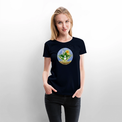 Gesundheit schafft Freiheit (Eins mit der Natur) / 100% Bio Frauen Premium T-Shirt (weiß) - Navy