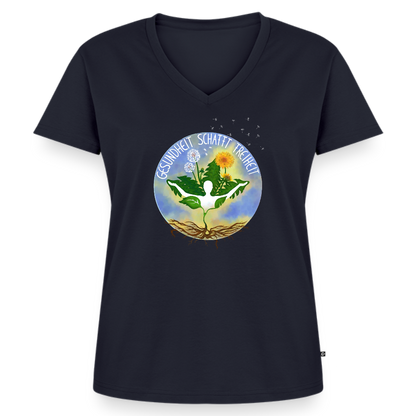 Gesundheit schafft Freiheit (Natur ist kein Trend) / 100% Bio Frauen Bio-T-Shirt mit V-Ausschnitt - Navy