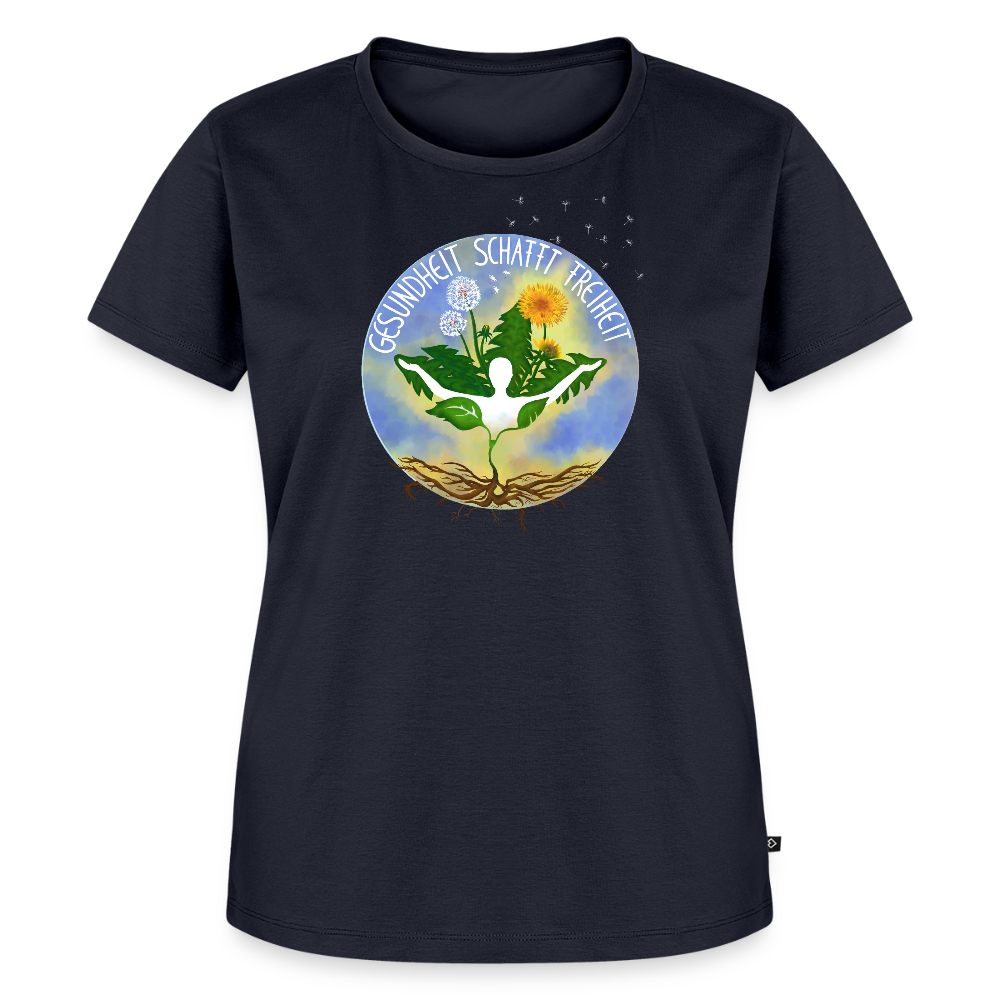 Gesundheit schafft Freiheit (Zurück zur Natur) / 100% Bio Frauen Premium T-Shirt (weiß) - Navy