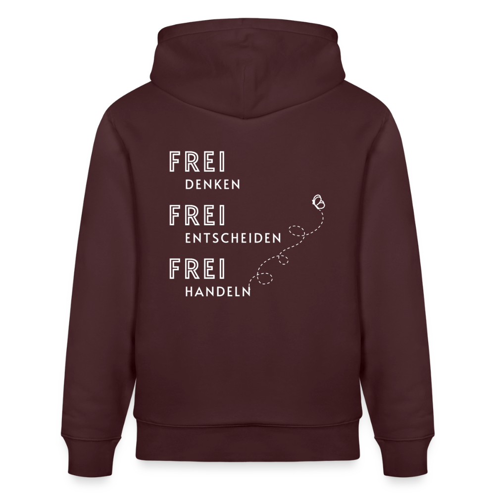 Gesundheit schafft Freiheit (FREI) / 100% Bio Unisex-Kapuzenpullover - Maroon