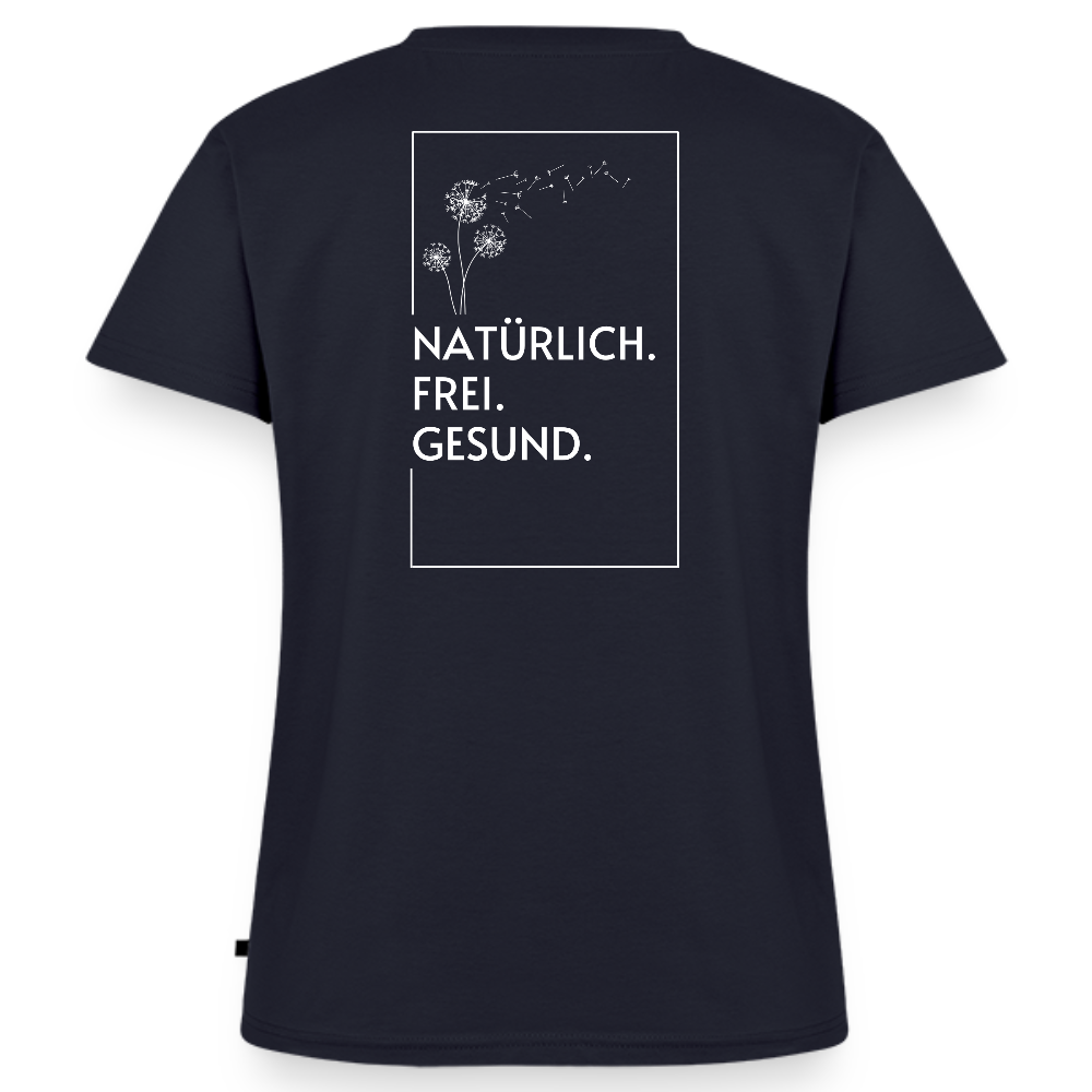 Gesundheit schafft Freiheit (Natürlich) / 100% Bio Frauen Bio-T-Shirt mit V-Ausschnitt - Navy
