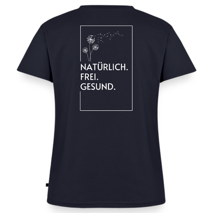 Gesundheit schafft Freiheit (Natürlich) / 100% Bio Frauen Bio-T-Shirt mit V-Ausschnitt - Navy