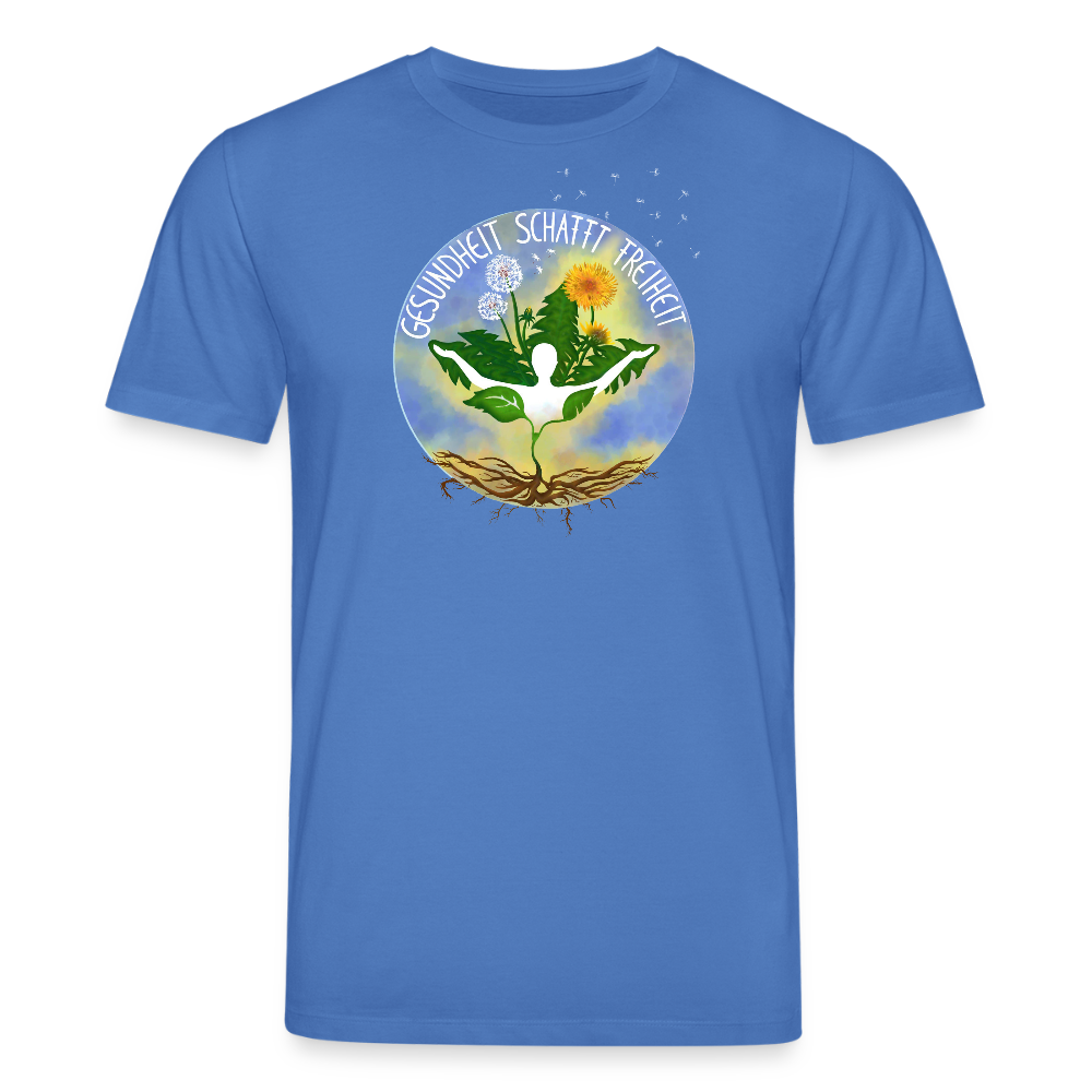 Gesundheit schafft Freiheit (Natürlich) / 100% Bio T-Shirt Herren - Achtsames Blau