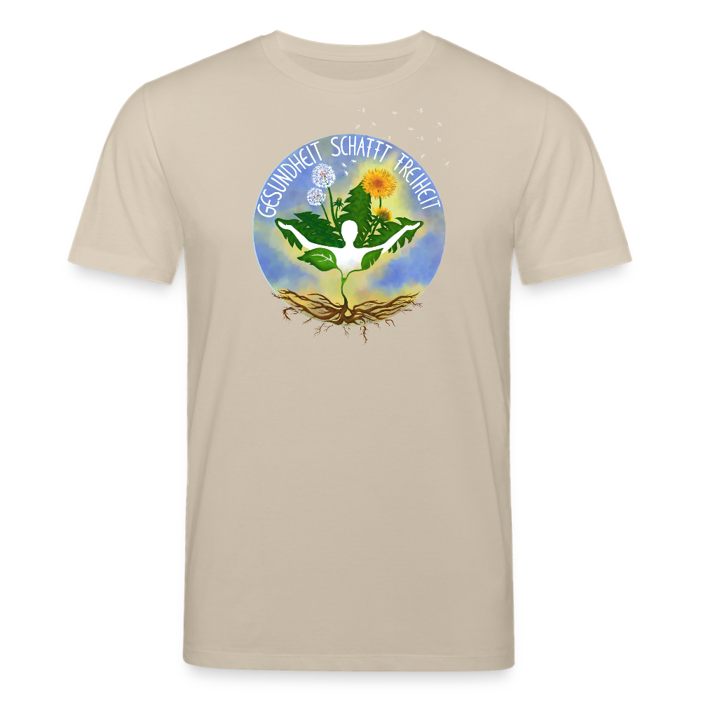 Gesundheit schafft Freiheit (Eins mit der Natur) / 100% Bio T-Shirt Herren - Beige