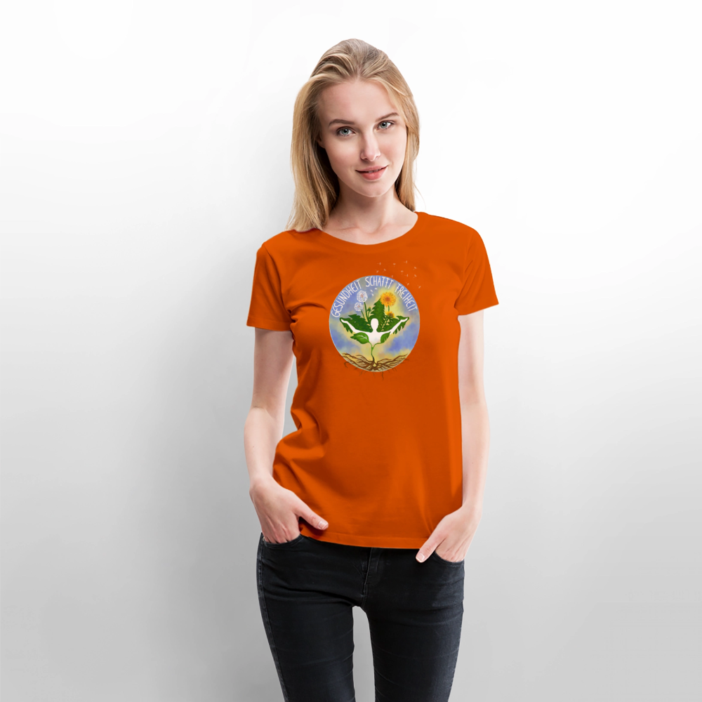Gesundheit schafft Freiheit (Natur ist kein Trend) / 100% Bio Frauen Premium T-Shirt (weiß) - Orange 
