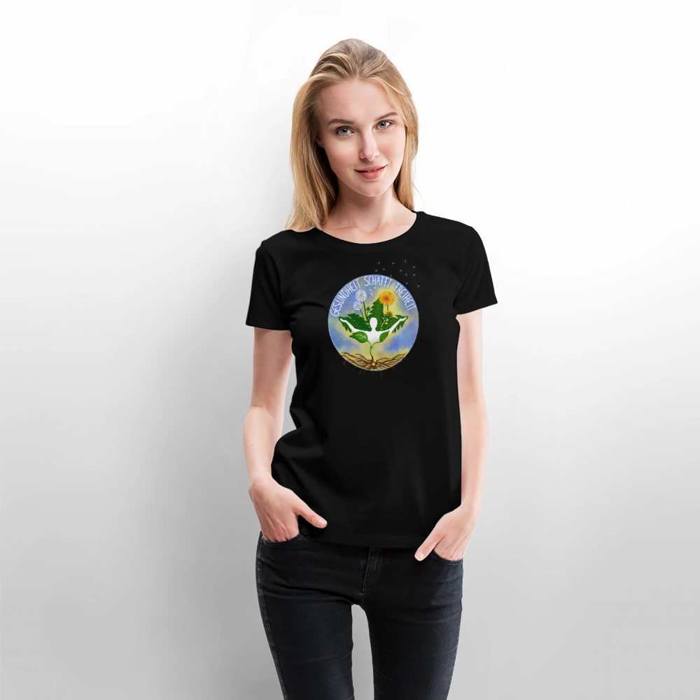 Gesundheit schafft Freiheit (FREI) / 100% Bio Frauen Premium T-Shirt (weiß) - Schwarz