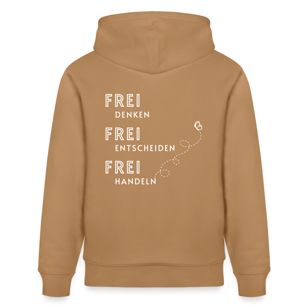 Gesundheit schafft Freiheit (FREI) / 100% Bio Unisex-Kapuzenpullover - Karamell 