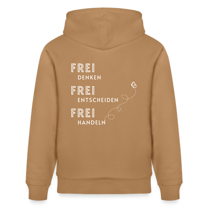 Gesundheit schafft Freiheit (FREI) / 100% Bio Unisex-Kapuzenpullover - Karamell 