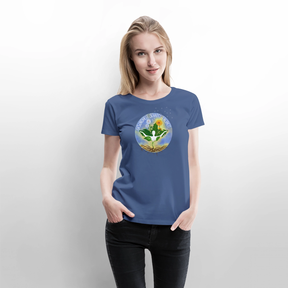 Gesundheit schafft Freiheit (FREI) / 100% Bio Frauen Premium T-Shirt (weiß) - Taubenblau