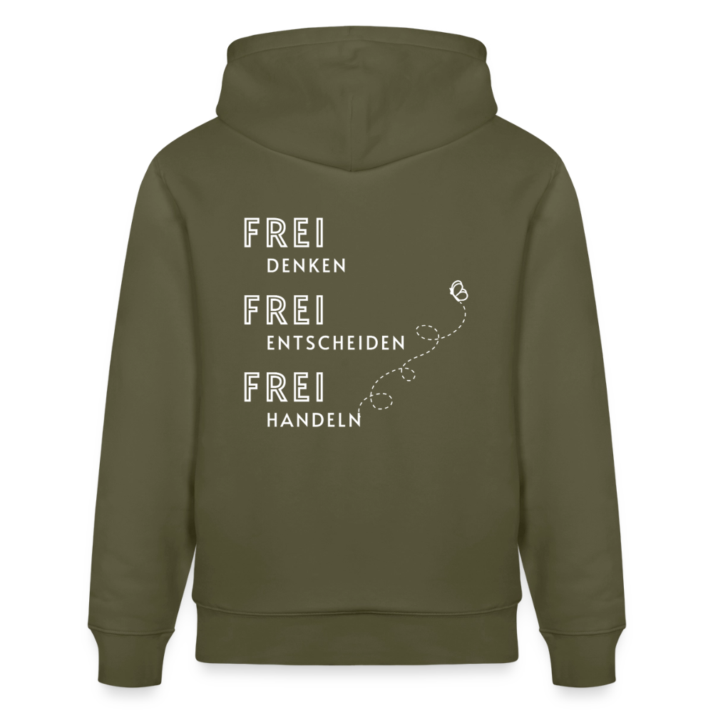 Gesundheit schafft Freiheit (FREI) / 100% Bio Unisex-Kapuzenpullover - Khaki Grün