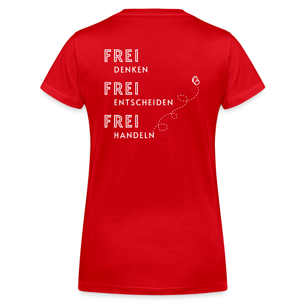Gesundheit schafft Freiheit (FREI) / 100% Bio Frauen Bio-T-Shirt mit V-Ausschnitt - Rot