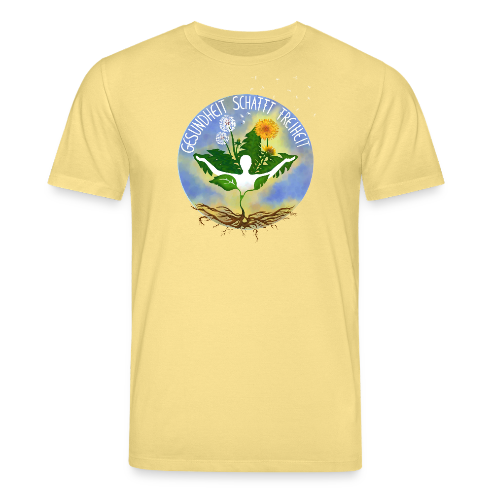 Gesundheit schafft Freiheit (Eins mit der Natur) / 100% Bio T-Shirt Herren - Gelb Viva 