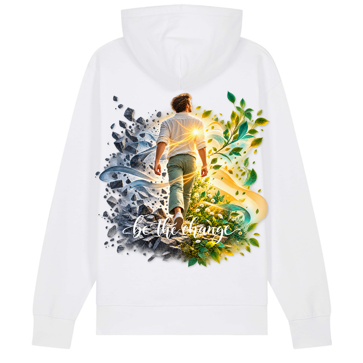be the change - 100% Bio Hoodie - White - Rueckseite