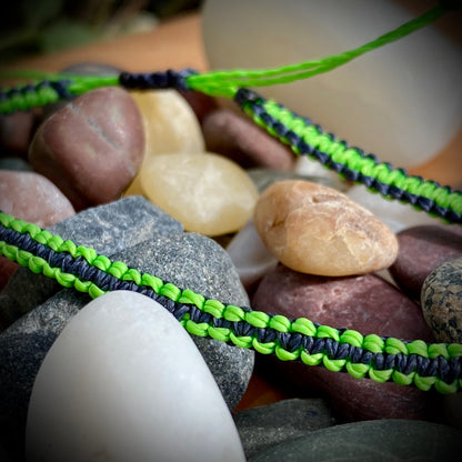 Armband - neongrün & dunkelblaues