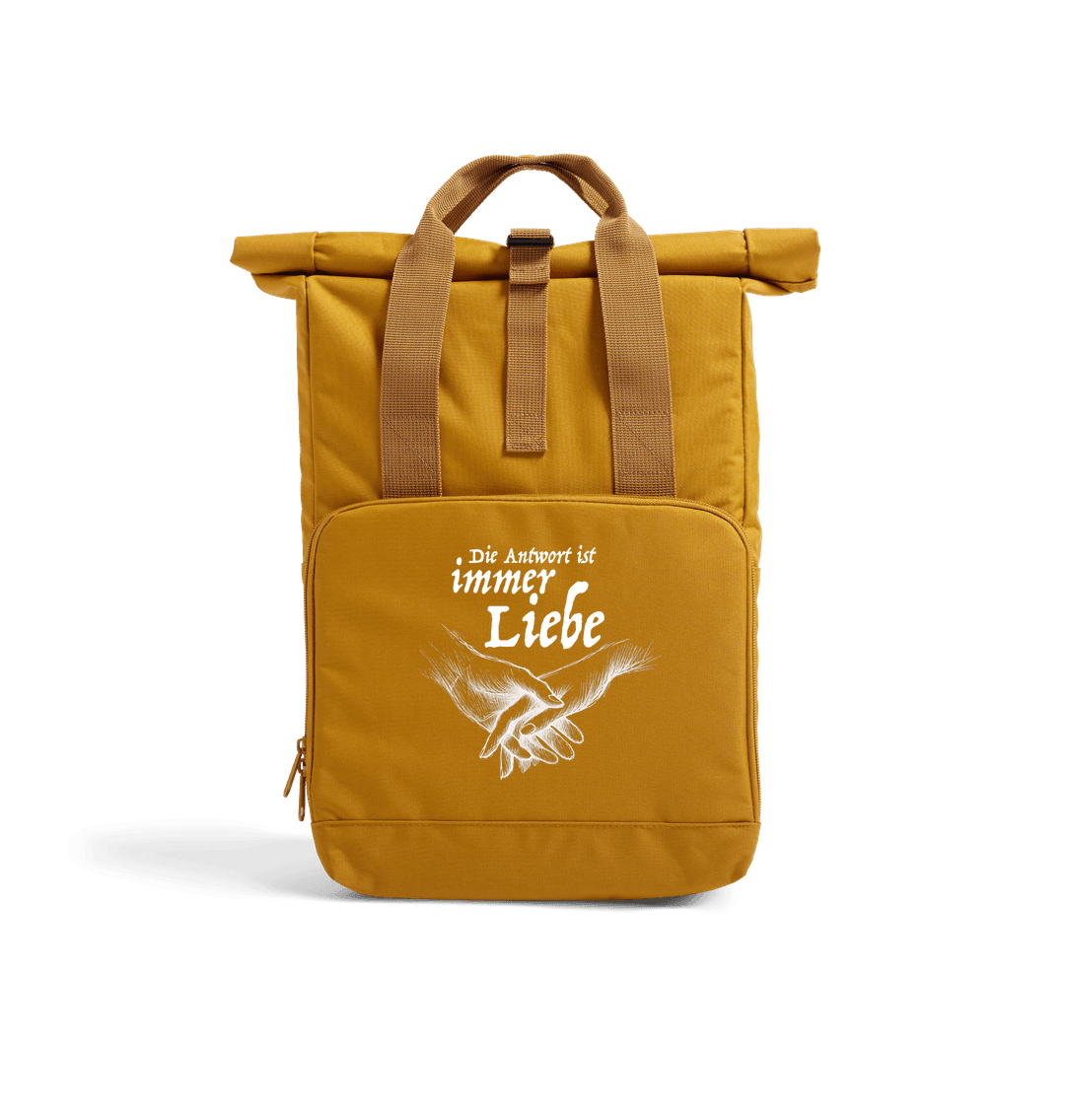 Mustard Antwort Recycled Twin handle Roll-Top Backpack