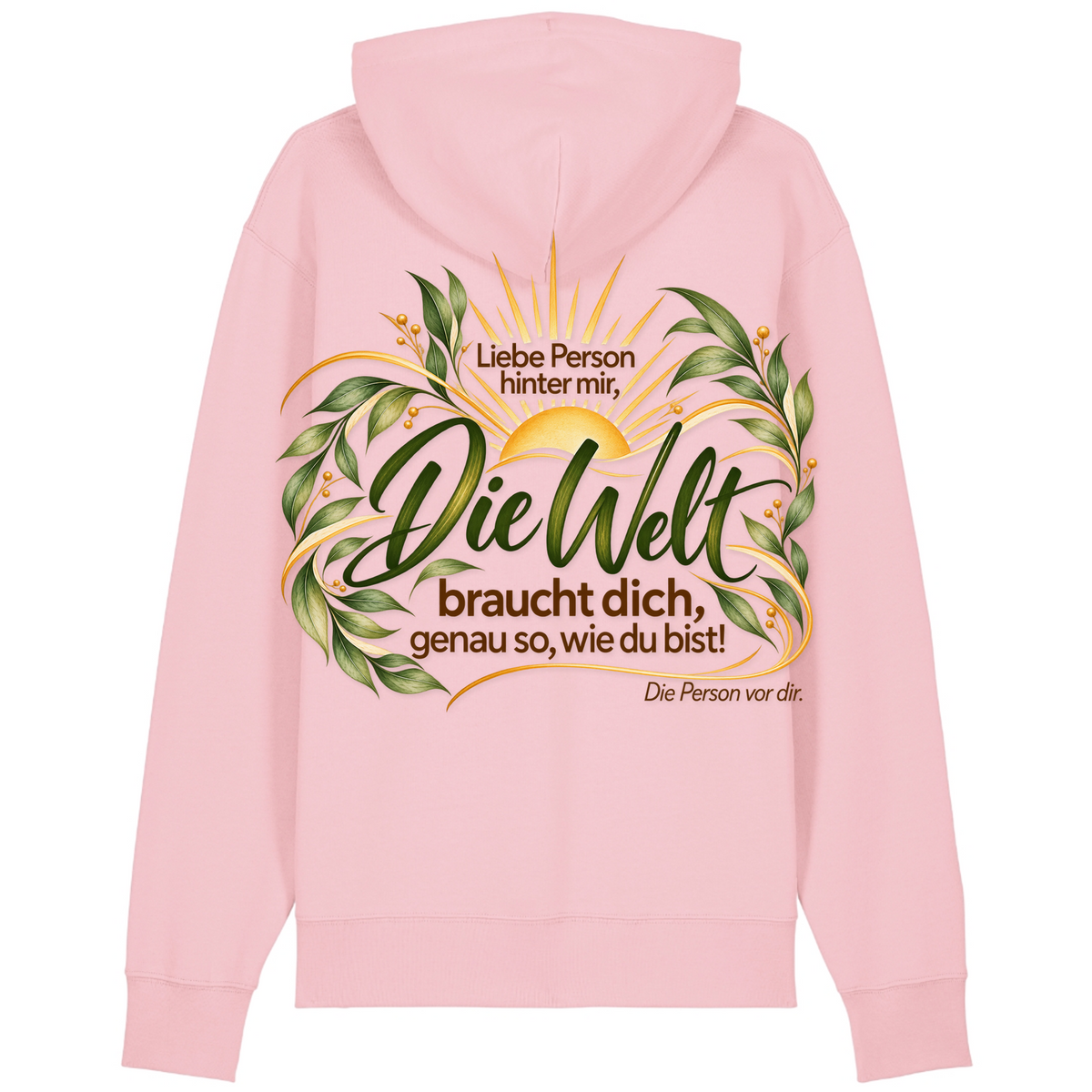 Du bist genug - 100% BIO Hoodie - Cotton Pink - Rueckseite