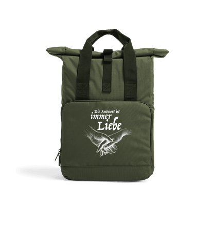 Olive Green Antwort Recycled Twin handle Roll-Top Backpack